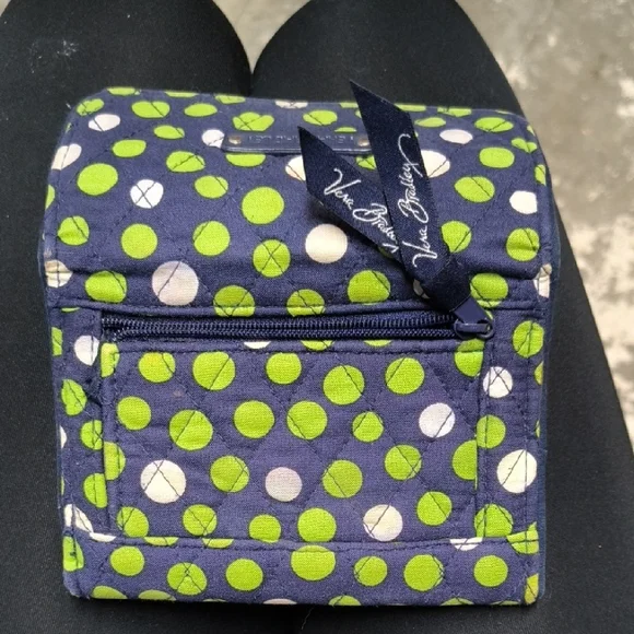 Vera Bradley Navy Phone Wallet with Lime and White Polka Dots - Picture 3 of 3